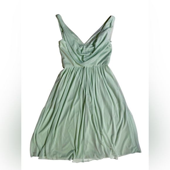 David’s Bridal dusty sage short tank cowl back bridesmaid chiffon dress size 0 - Picture 11 of 11